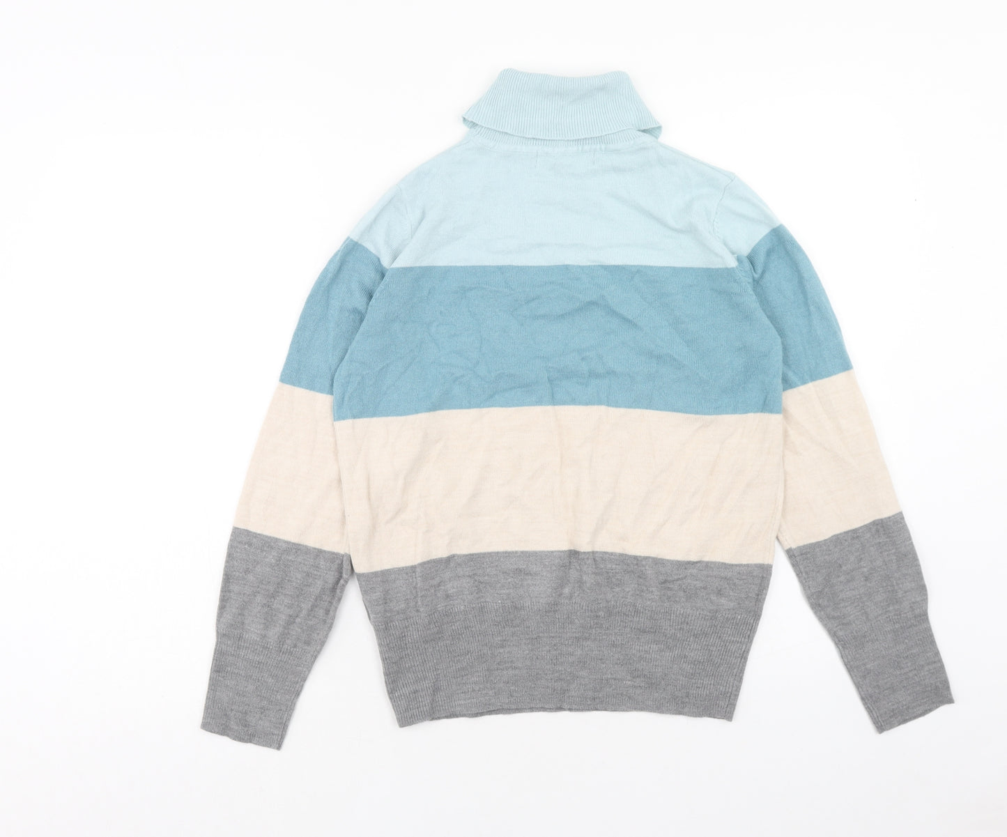 Marks and Spencer Womens Multicoloured Roll Neck Striped Acrylic Pullover Jumper Size 12 - Colourblock