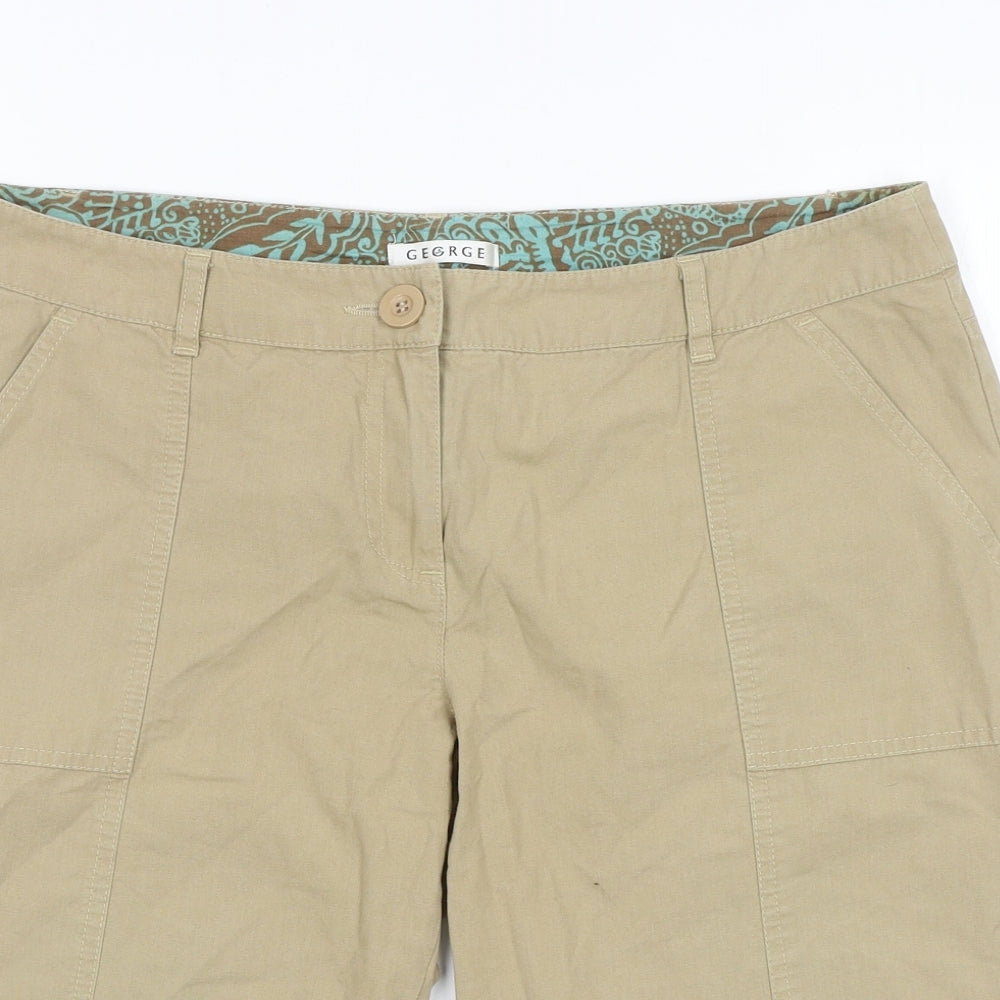 George Womens Beige Cotton Chino Shorts Size 14 Regular Zip