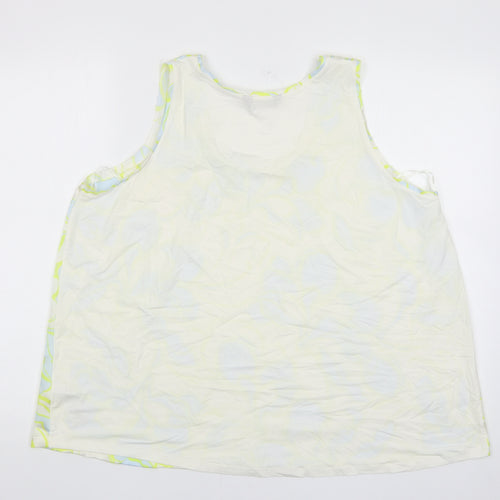 Marks and Spencer Womens White Geometric Polyester Basic Tank Size 18 Scoop Neck