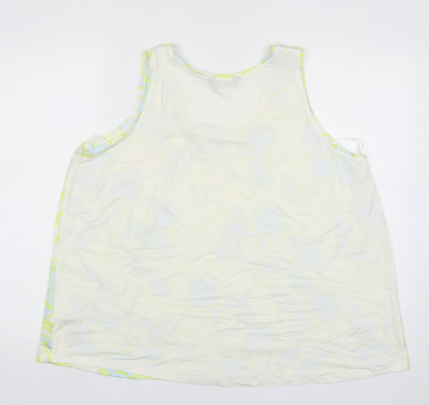 Marks and Spencer Womens White Geometric Polyester Basic Tank Size 18 Scoop Neck