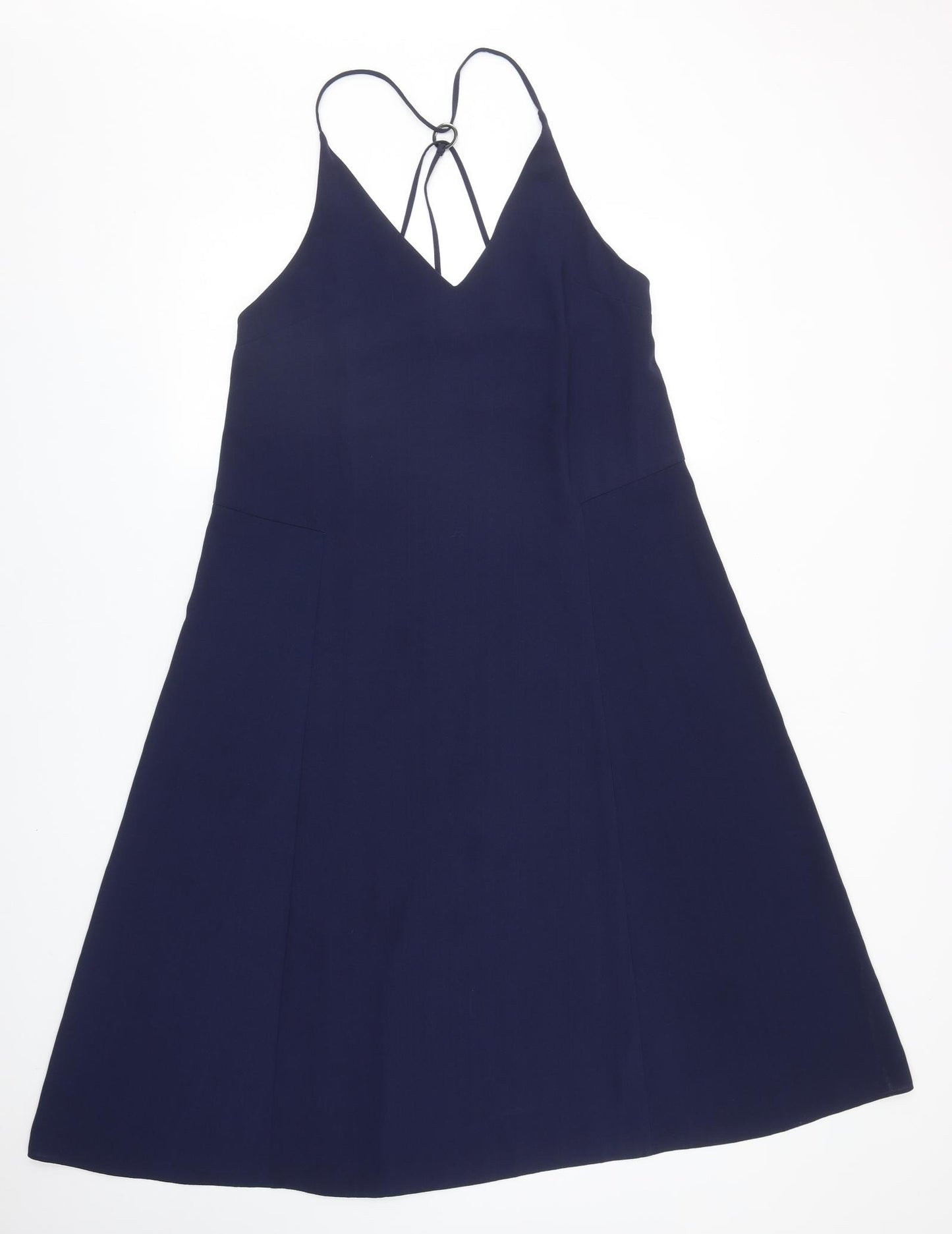 Topshop Womens Blue Polyester Slip Dress Size 12 V-Neck Pullover