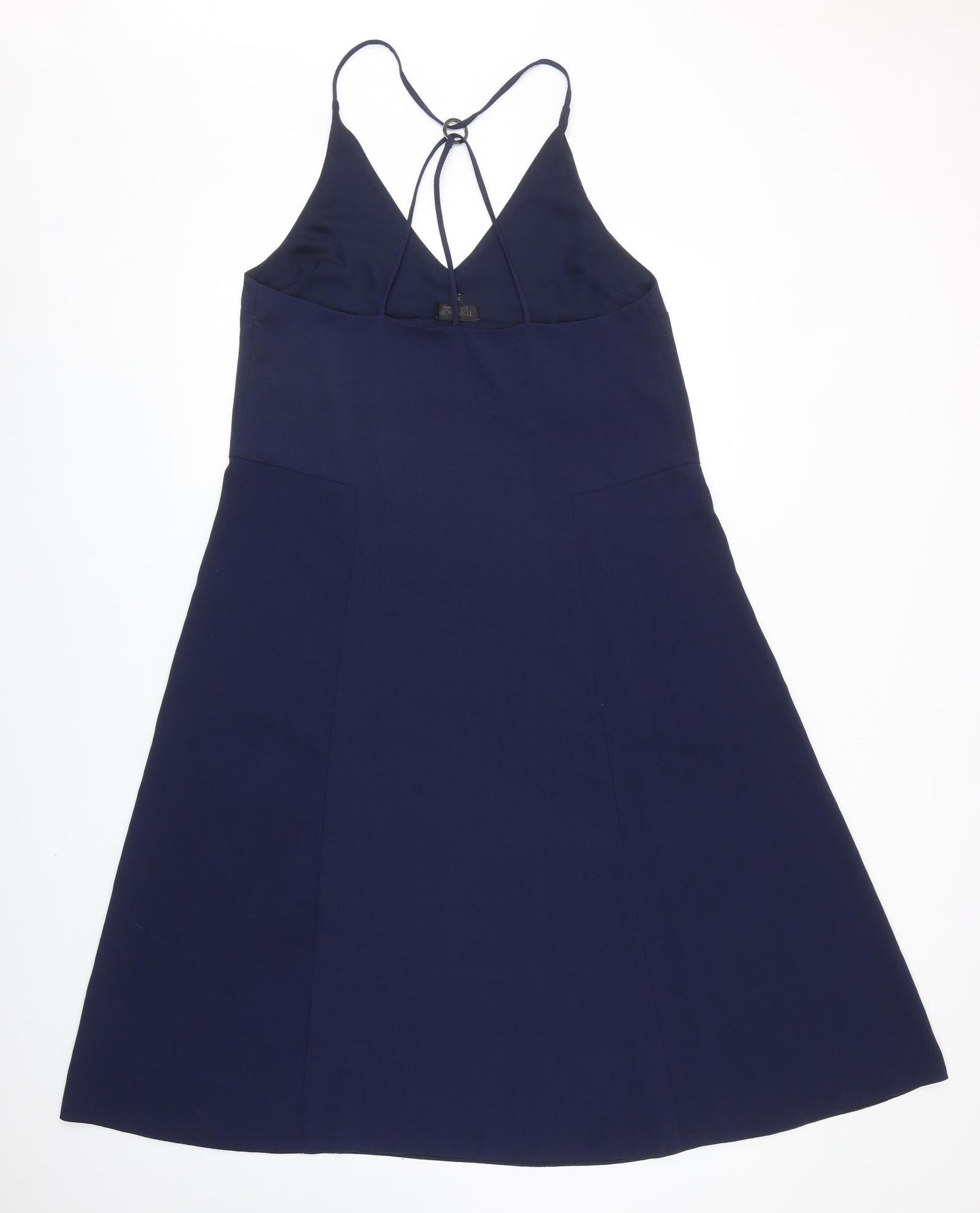 Topshop Womens Blue Polyester Slip Dress Size 12 V-Neck Pullover