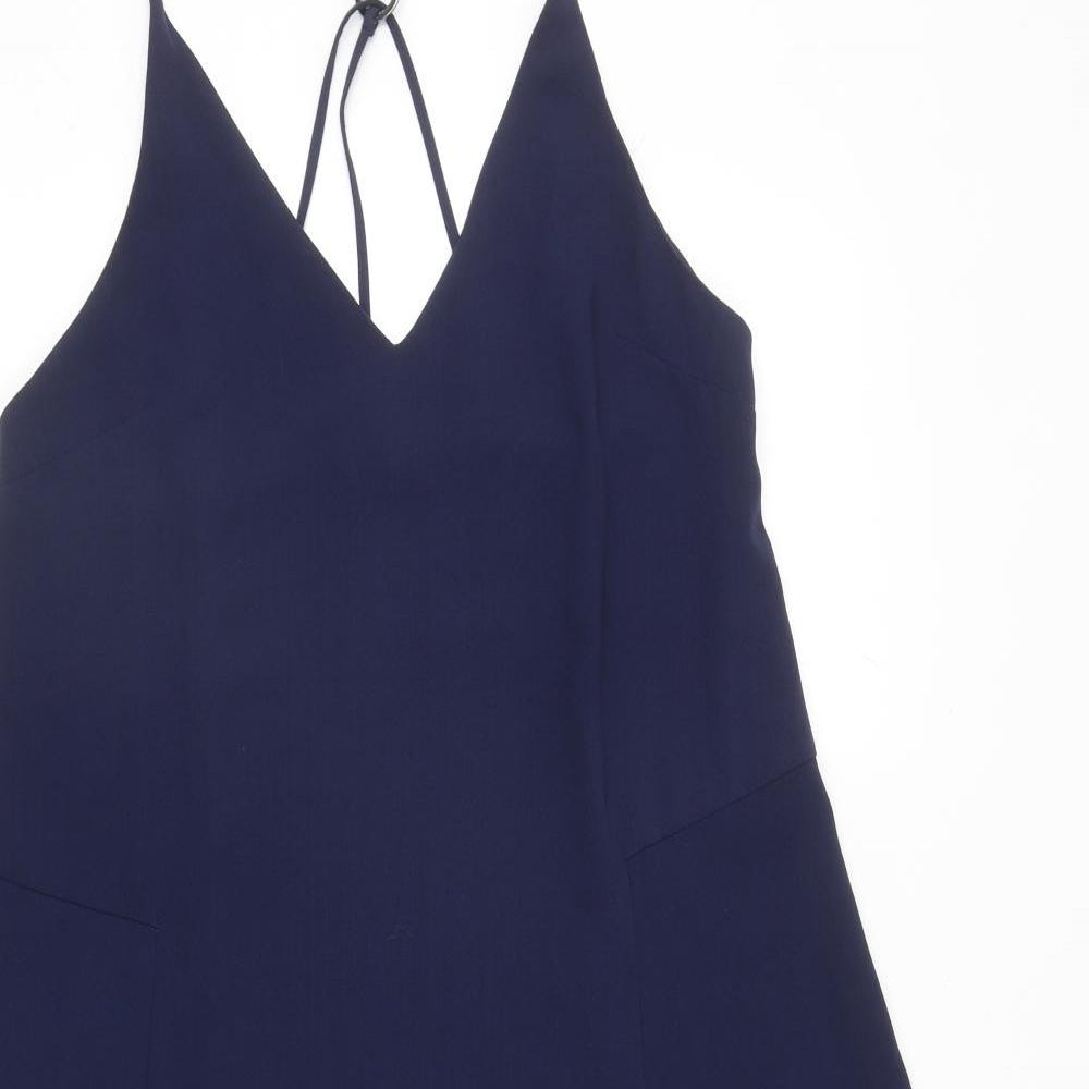 Topshop Womens Blue Polyester Slip Dress Size 12 V-Neck Pullover