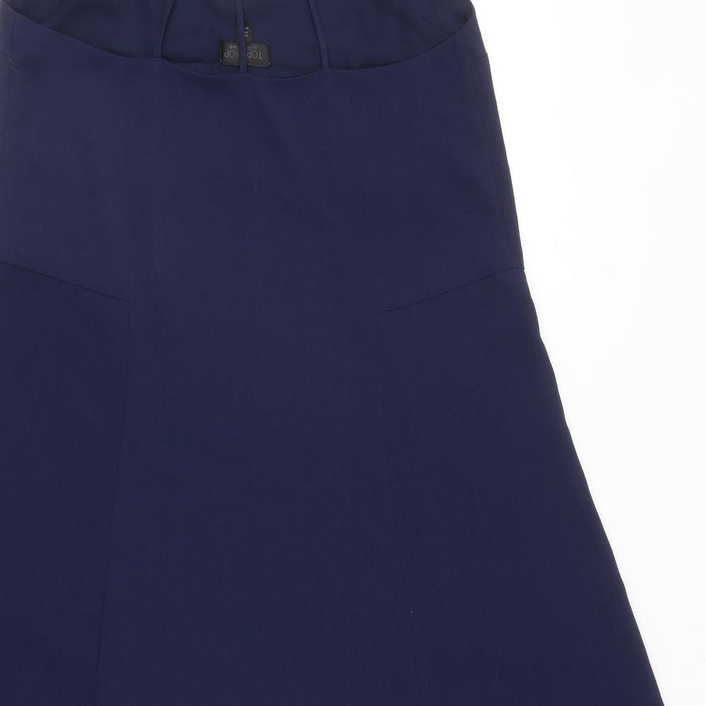Topshop Womens Blue Polyester Slip Dress Size 12 V-Neck Pullover