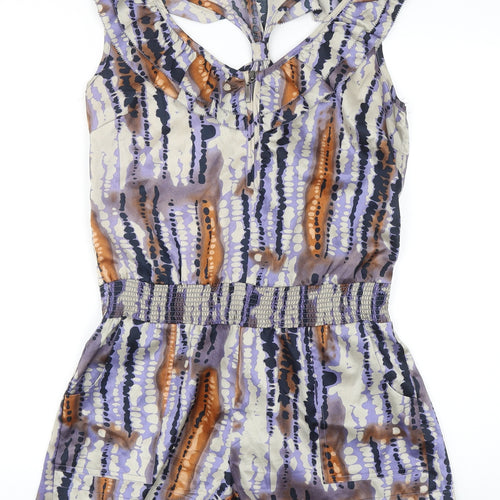 Vertigo Womens Multicoloured Geometric Polyester Playsuit One-Piece Size XS Zip
