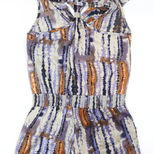 Vertigo Womens Multicoloured Geometric Polyester Playsuit One-Piece Size XS Zip
