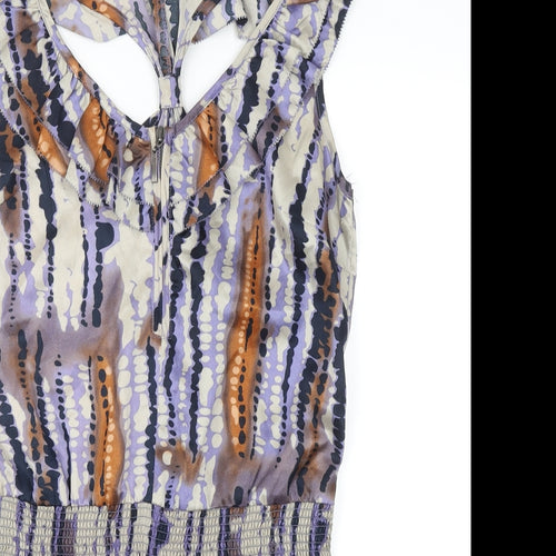 Vertigo Womens Multicoloured Geometric Polyester Playsuit One-Piece Size XS Zip