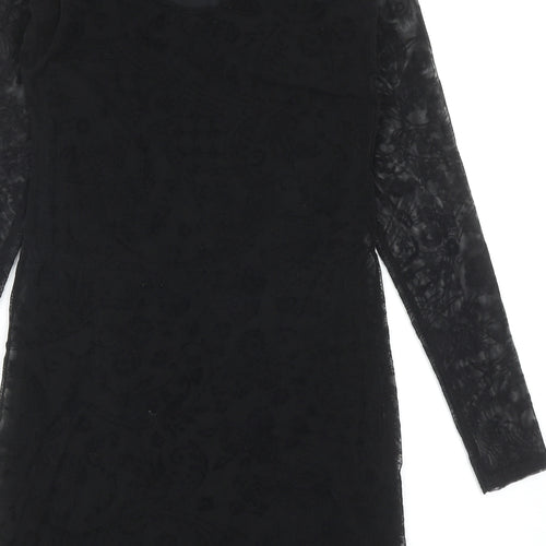 Boohoo Womens Black Polyester Sheath Size 10 Boat Neck Pullover