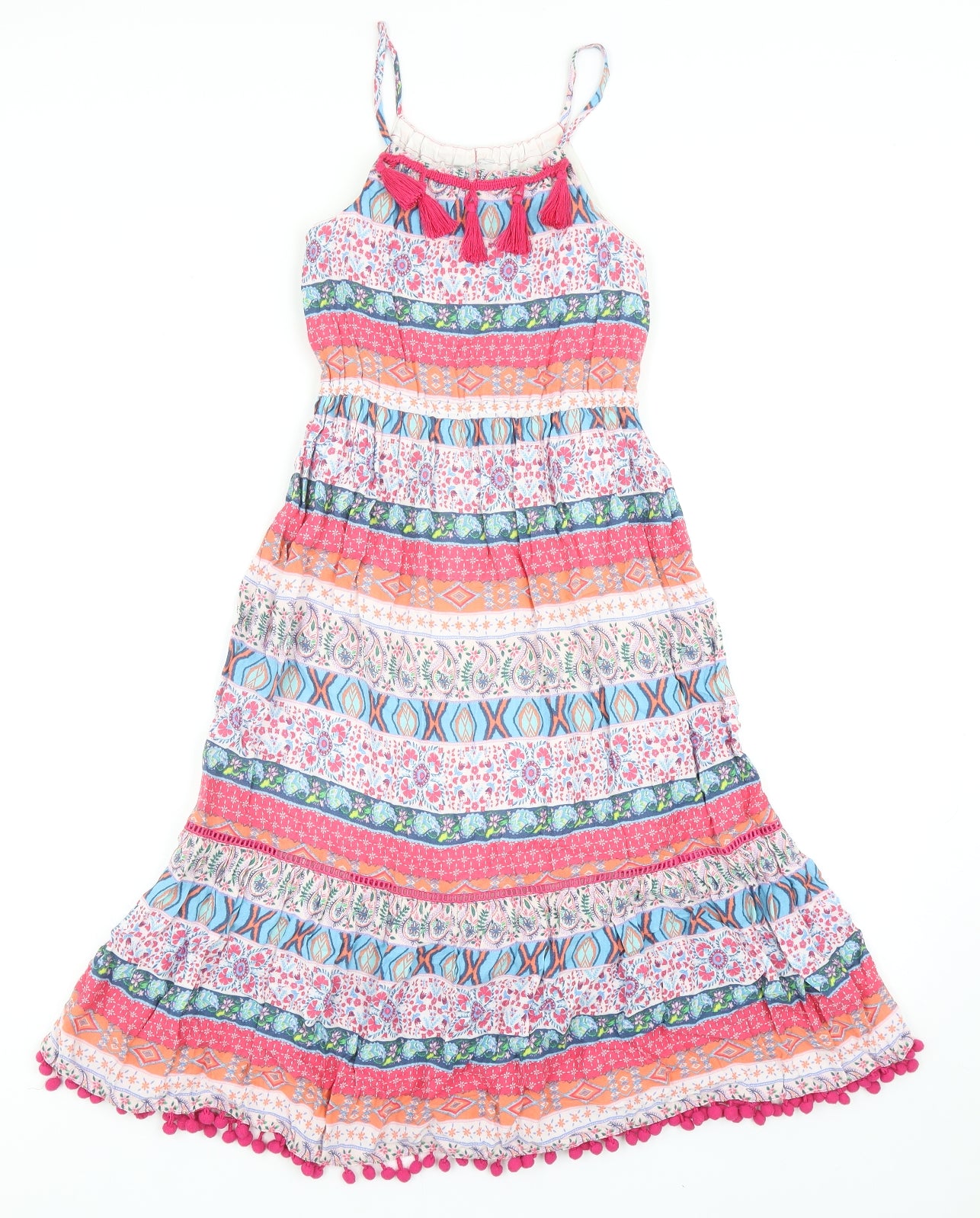 Matalan Girls Multicoloured Geometric Viscose Trapeze & Swing Size 7 Years Round Neck Pullover