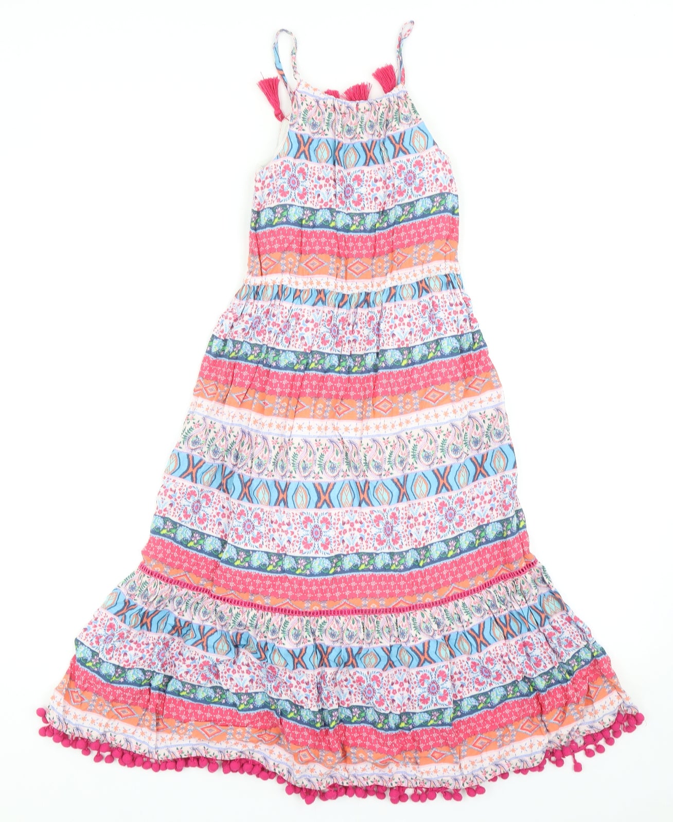 Matalan Girls Multicoloured Geometric Viscose Trapeze & Swing Size 7 Years Round Neck Pullover