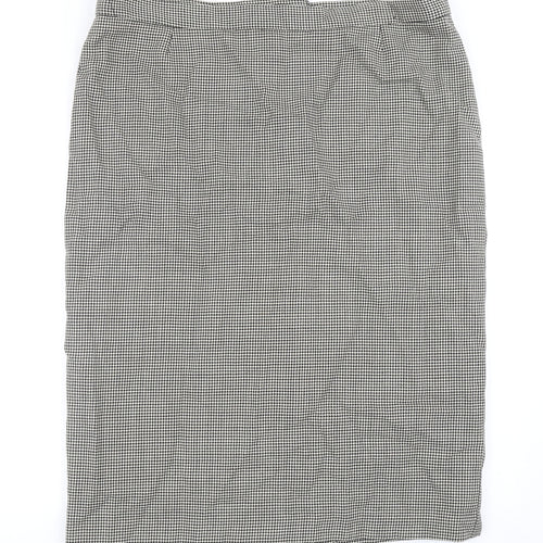 Preworn Womens Grey Plaid Polyester Straight & Pencil Skirt Size 41 in Zip