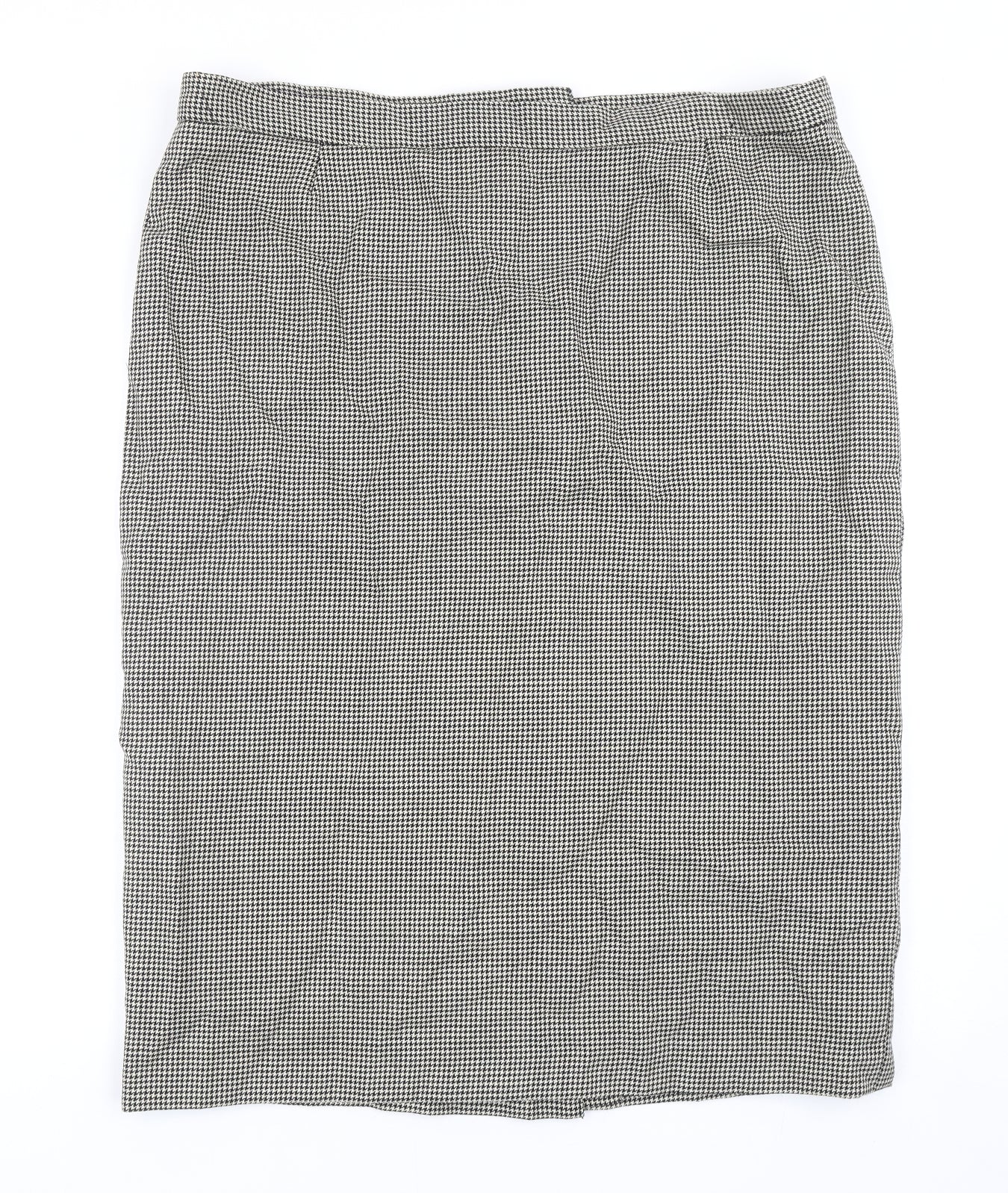 Preworn Womens Grey Plaid Polyester Straight & Pencil Skirt Size 41 in Zip