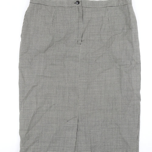 Preworn Womens Grey Plaid Polyester Straight & Pencil Skirt Size 41 in Zip