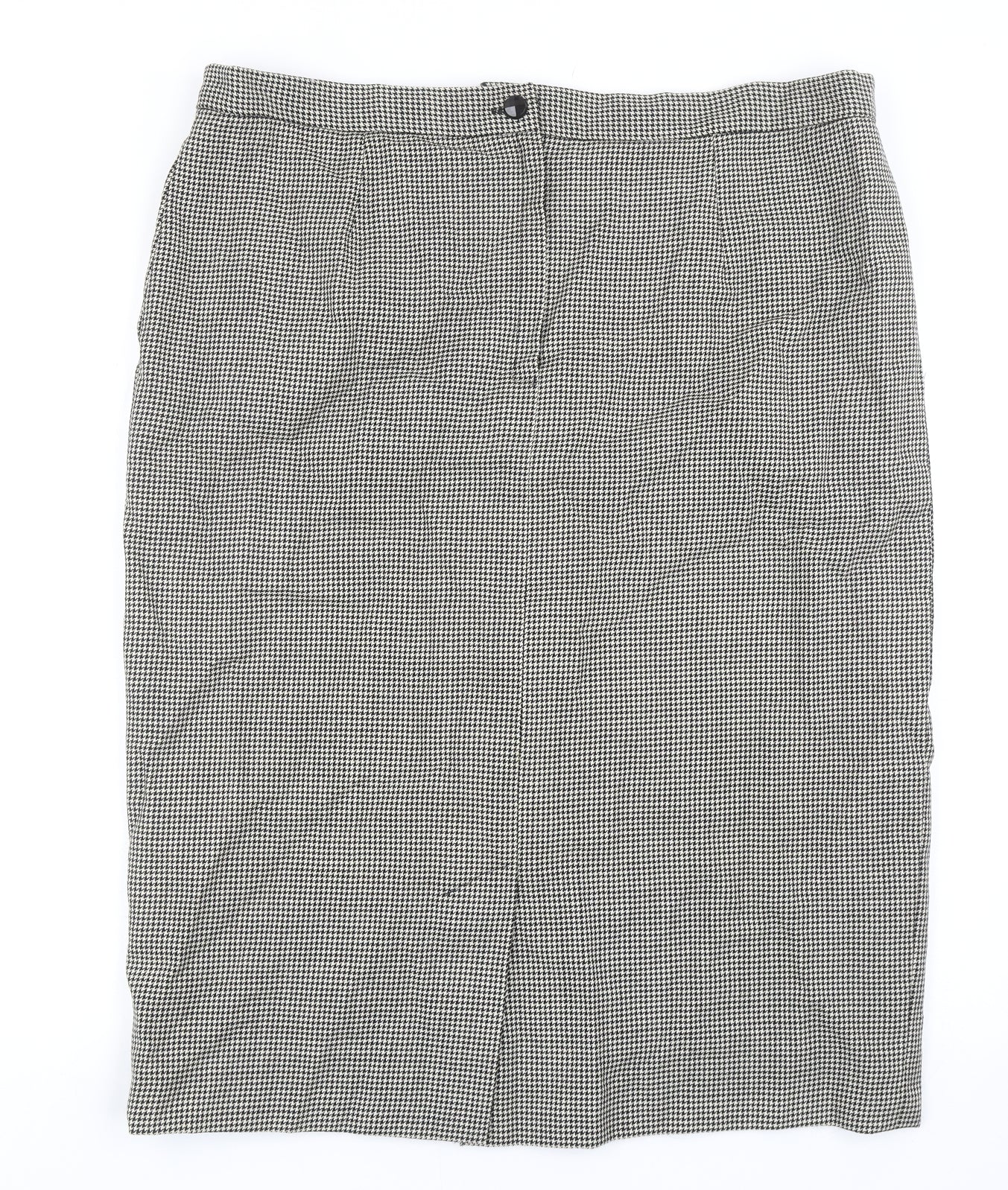Preworn Womens Grey Plaid Polyester Straight & Pencil Skirt Size 41 in Zip