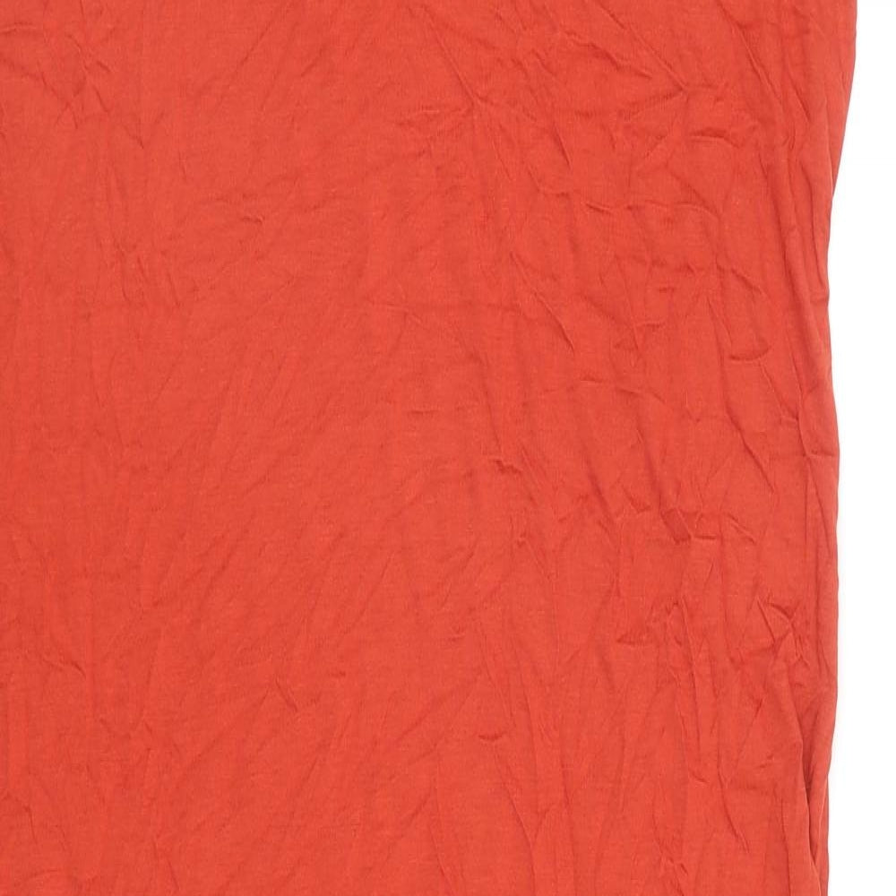Marks and Spencer Womens Orange Viscose T-Shirt Dress Size L V-Neck Pullover