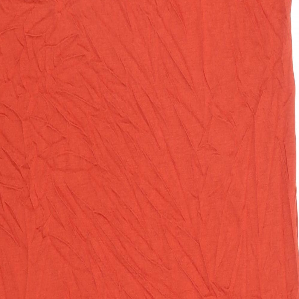 Marks and Spencer Womens Orange Viscose T-Shirt Dress Size L V-Neck Pullover