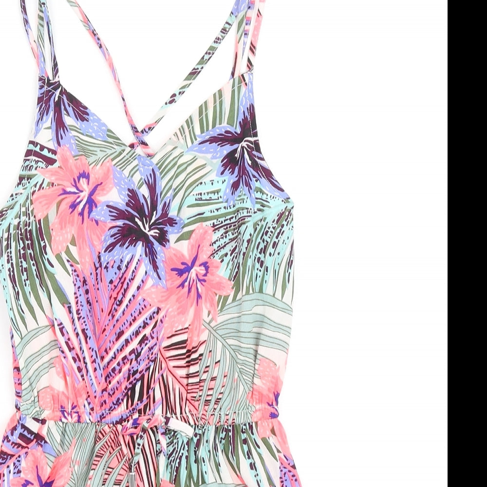 Primark Girls Multicoloured Floral Polyester Playsuit One-Piece Size 8-9 Years Pullover