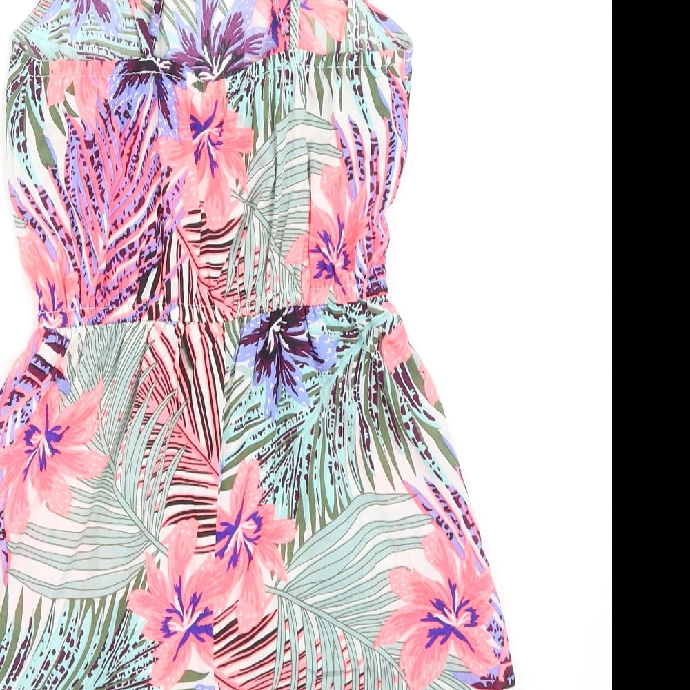Primark Girls Multicoloured Floral Polyester Playsuit One-Piece Size 8-9 Years Pullover