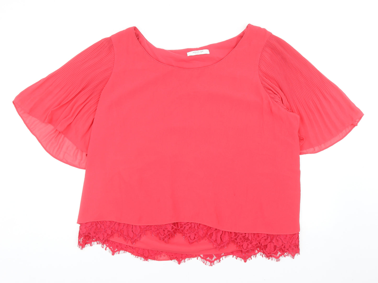 Jacques Vert Womens Pink Polyester Basic Blouse Size 24 Scoop Neck
