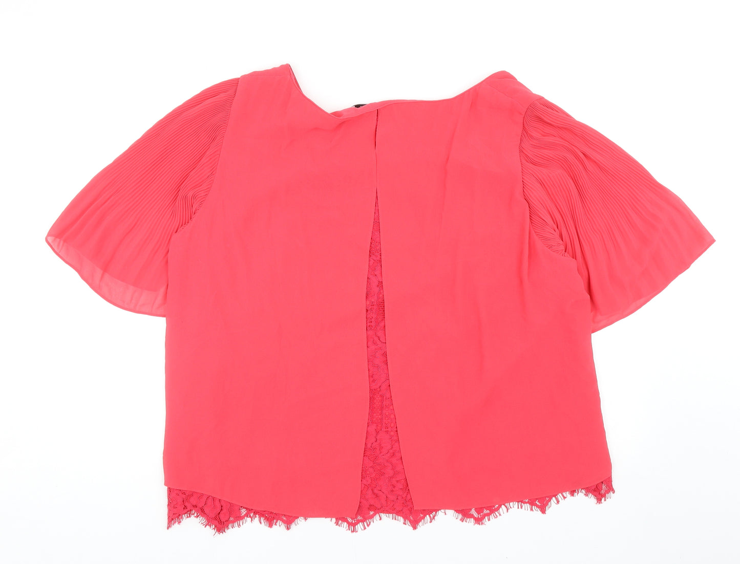 Jacques Vert Womens Pink Polyester Basic Blouse Size 24 Scoop Neck