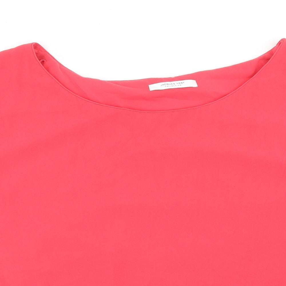 Jacques Vert Womens Pink Polyester Basic Blouse Size 24 Scoop Neck