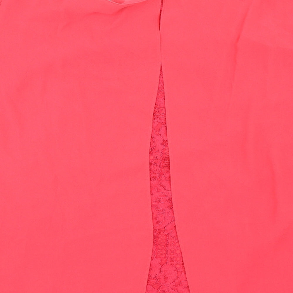 Jacques Vert Womens Pink Polyester Basic Blouse Size 24 Scoop Neck