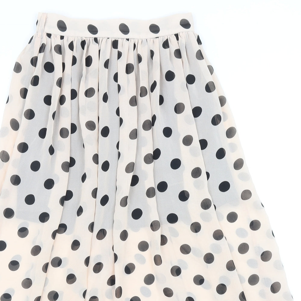 Lustre Womens Pink Polka Dot Polyester Skater Skirt Size 8 Zip