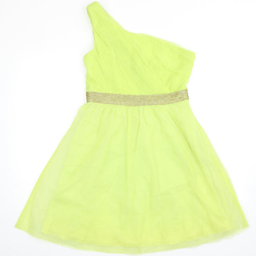 Manoukian Womens Green Polyester Ball Gown Size 10 One Shoulder Zip