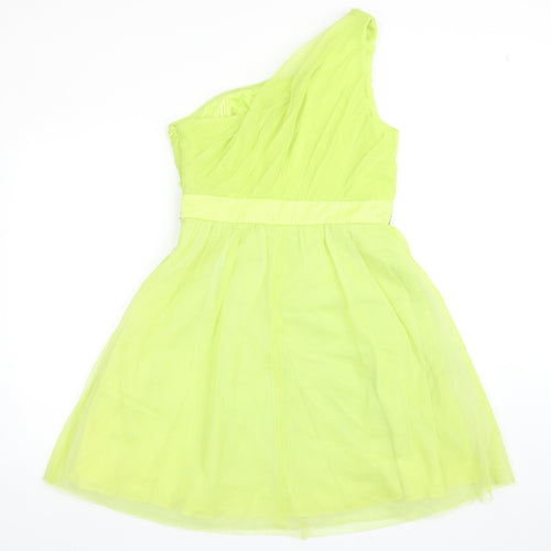 Manoukian Womens Green Polyester Ball Gown Size 10 One Shoulder Zip