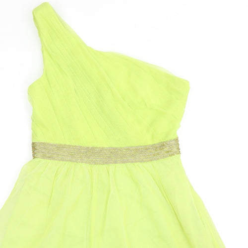 Manoukian Womens Green Polyester Ball Gown Size 10 One Shoulder Zip