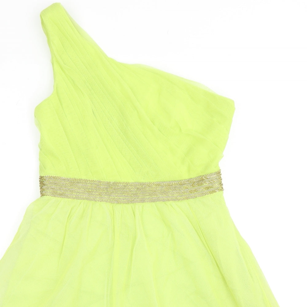 Manoukian Womens Green Polyester Ball Gown Size 10 One Shoulder Zip
