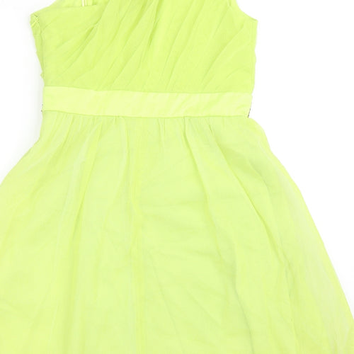 Manoukian Womens Green Polyester Ball Gown Size 10 One Shoulder Zip