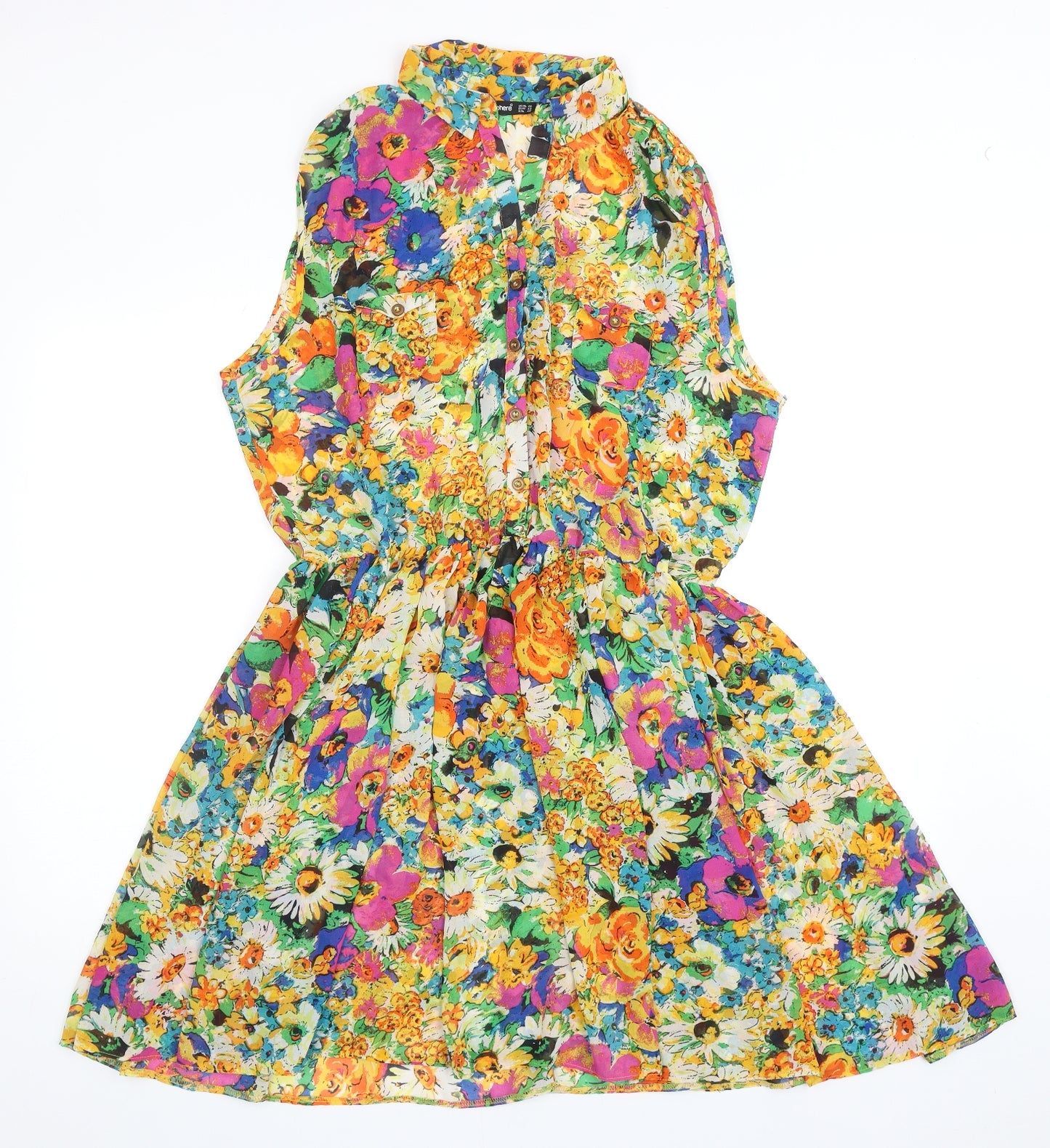 Atmosphere Womens Multicoloured Floral Polyester Shirt Dress Size 20 Collared Button