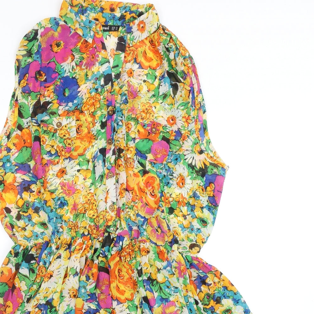 Atmosphere Womens Multicoloured Floral Polyester Shirt Dress Size 20 Collared Button