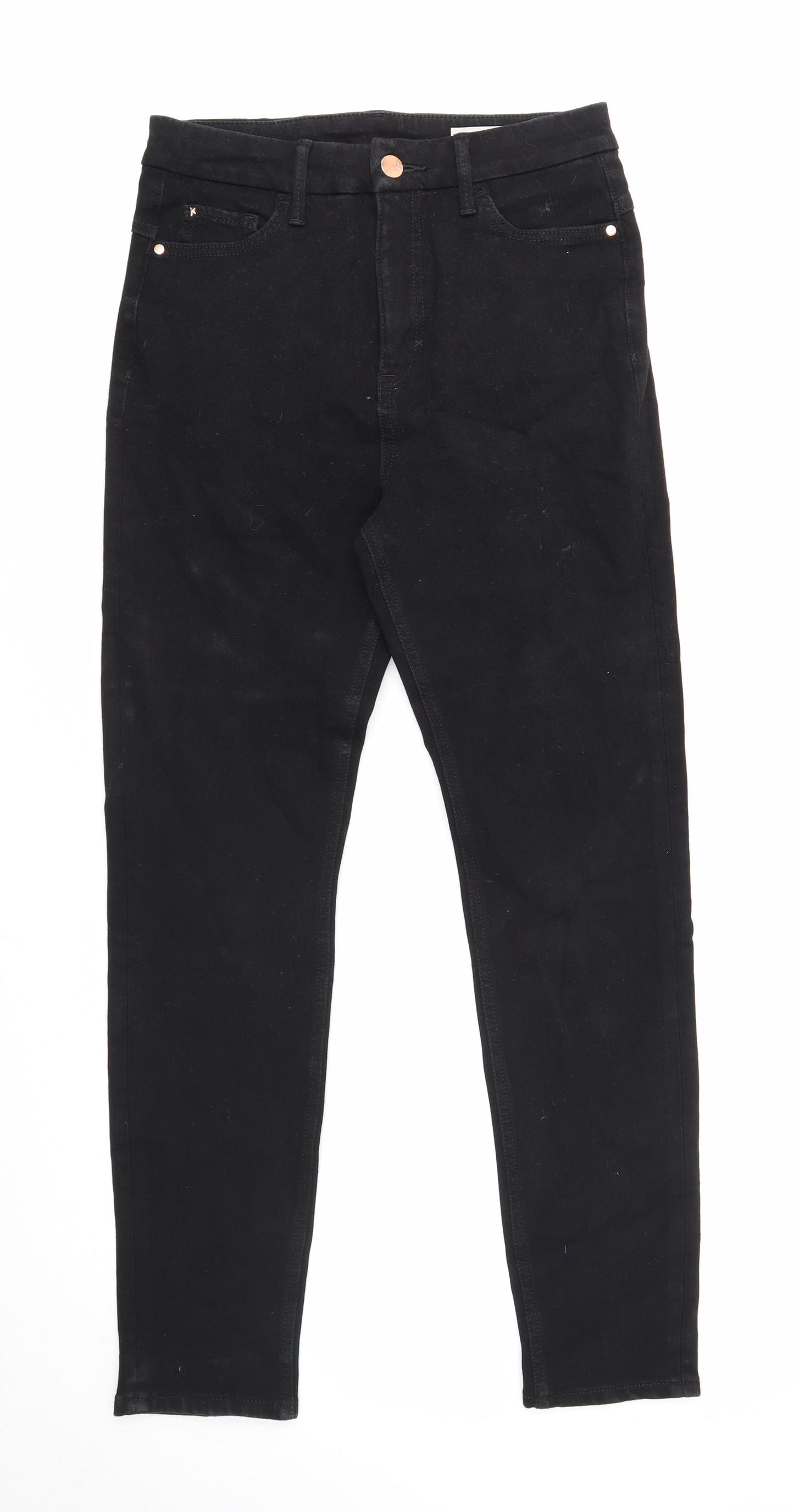 Marks and Spencer Womens Black Cotton Skinny Jeans Size 10 Regular Zip