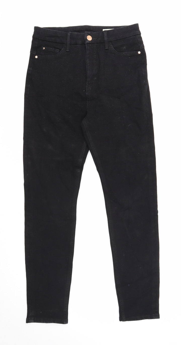 Marks and Spencer Womens Black Cotton Skinny Jeans Size 10 Regular Zip