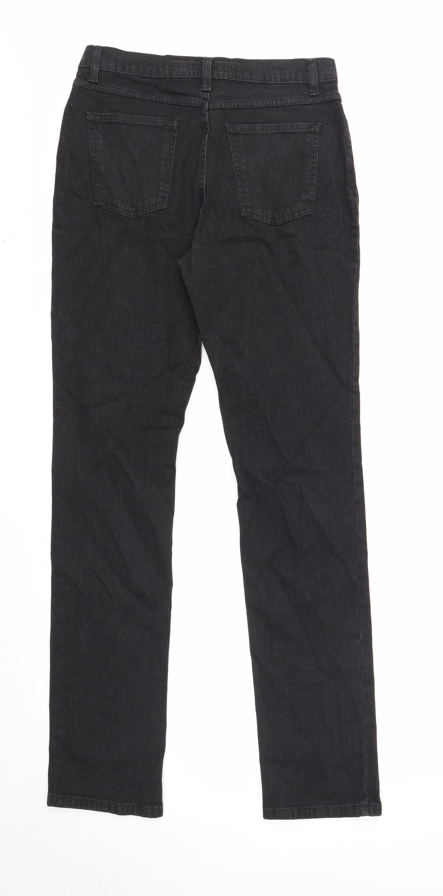 Per Una Womens Black Cotton Straight Jeans Size 10 Regular Zip