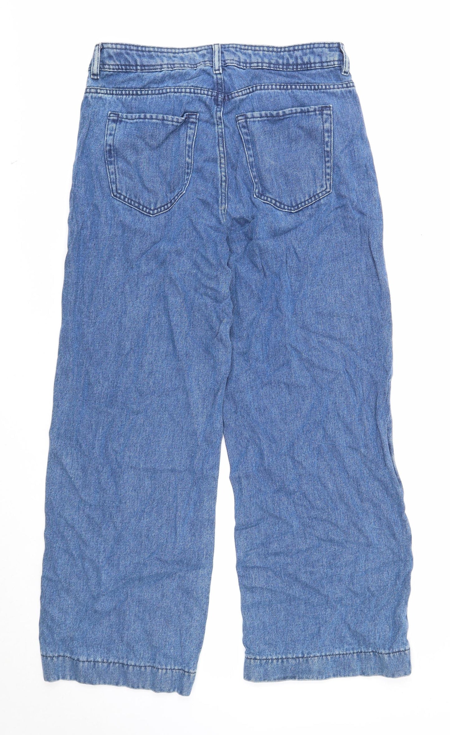 Marks and Spencer Womens Blue Cotton Straight Jeans Size 14 Regular Zip
