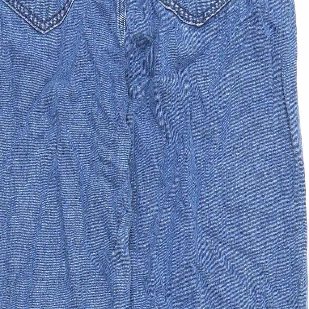 Marks and Spencer Womens Blue Cotton Straight Jeans Size 14 Regular Zip