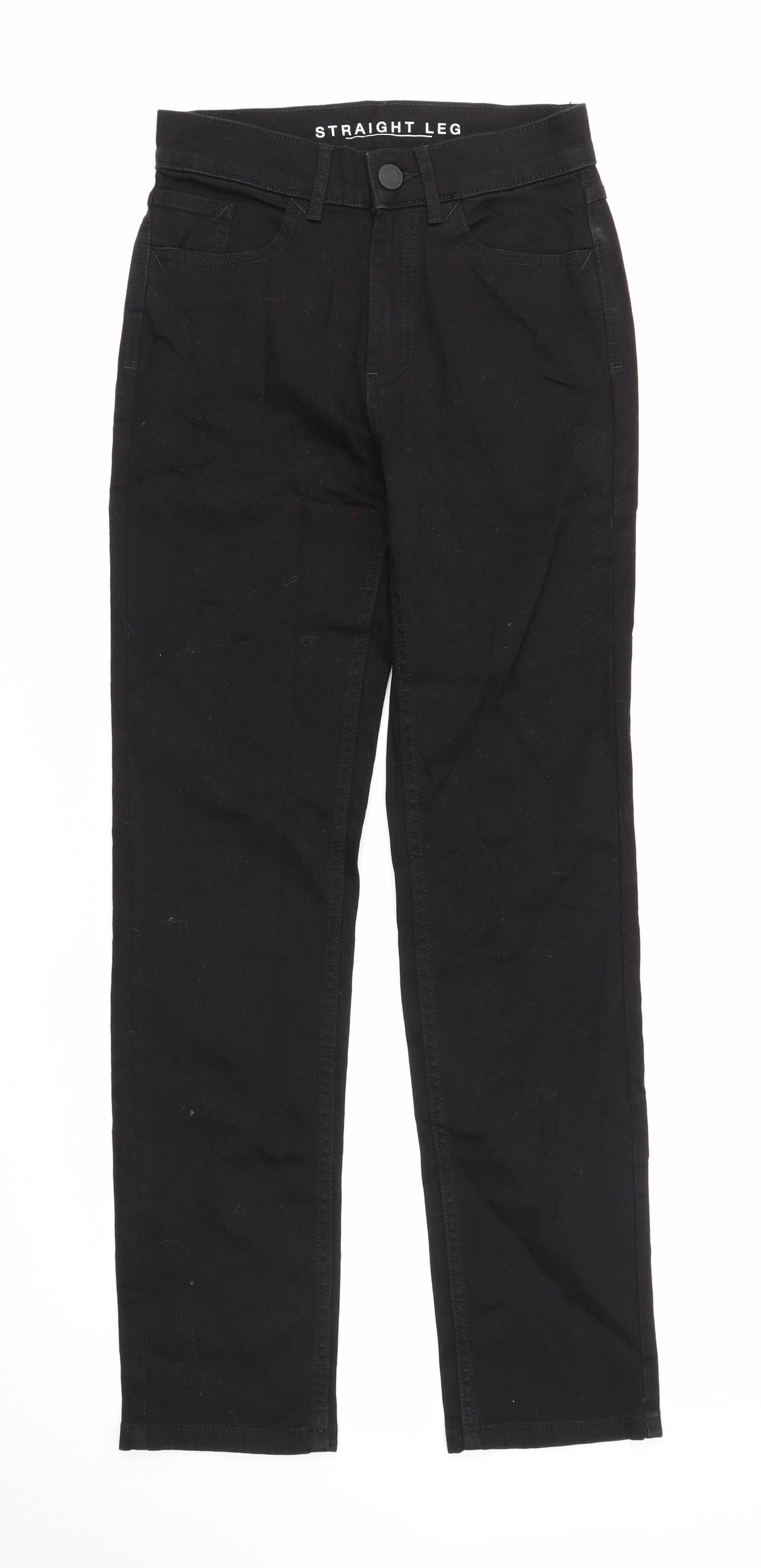 Marks and Spencer Womens Black Cotton Straight Jeans Size 6 Regular Zip