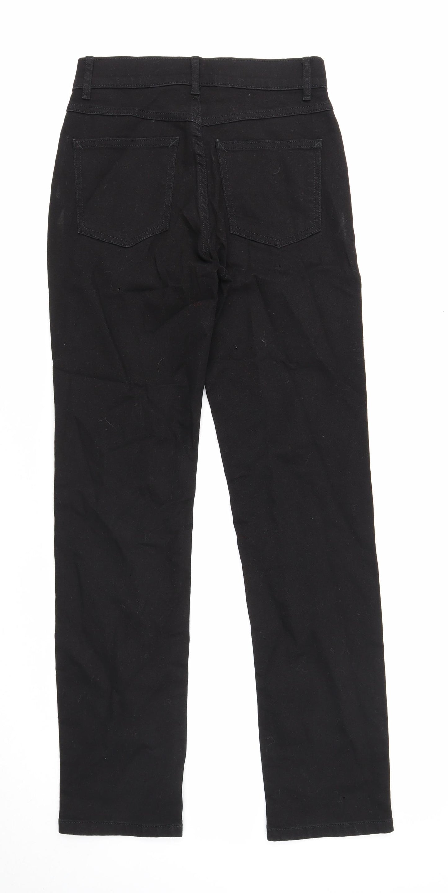Marks and Spencer Womens Black Cotton Straight Jeans Size 6 Regular Zip