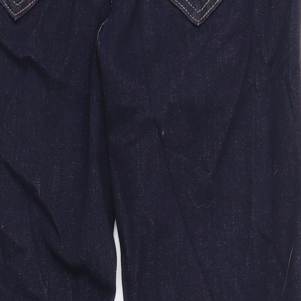 Marks and Spencer Womens Blue Cotton Straight Jeans Size 14 Regular Zip