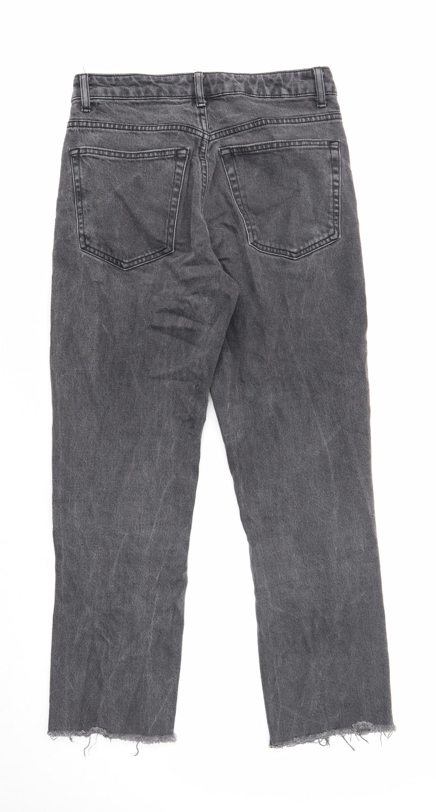 Topshop Womens Black Cotton Straight Jeans Size 28 L32 in Regular Zip
