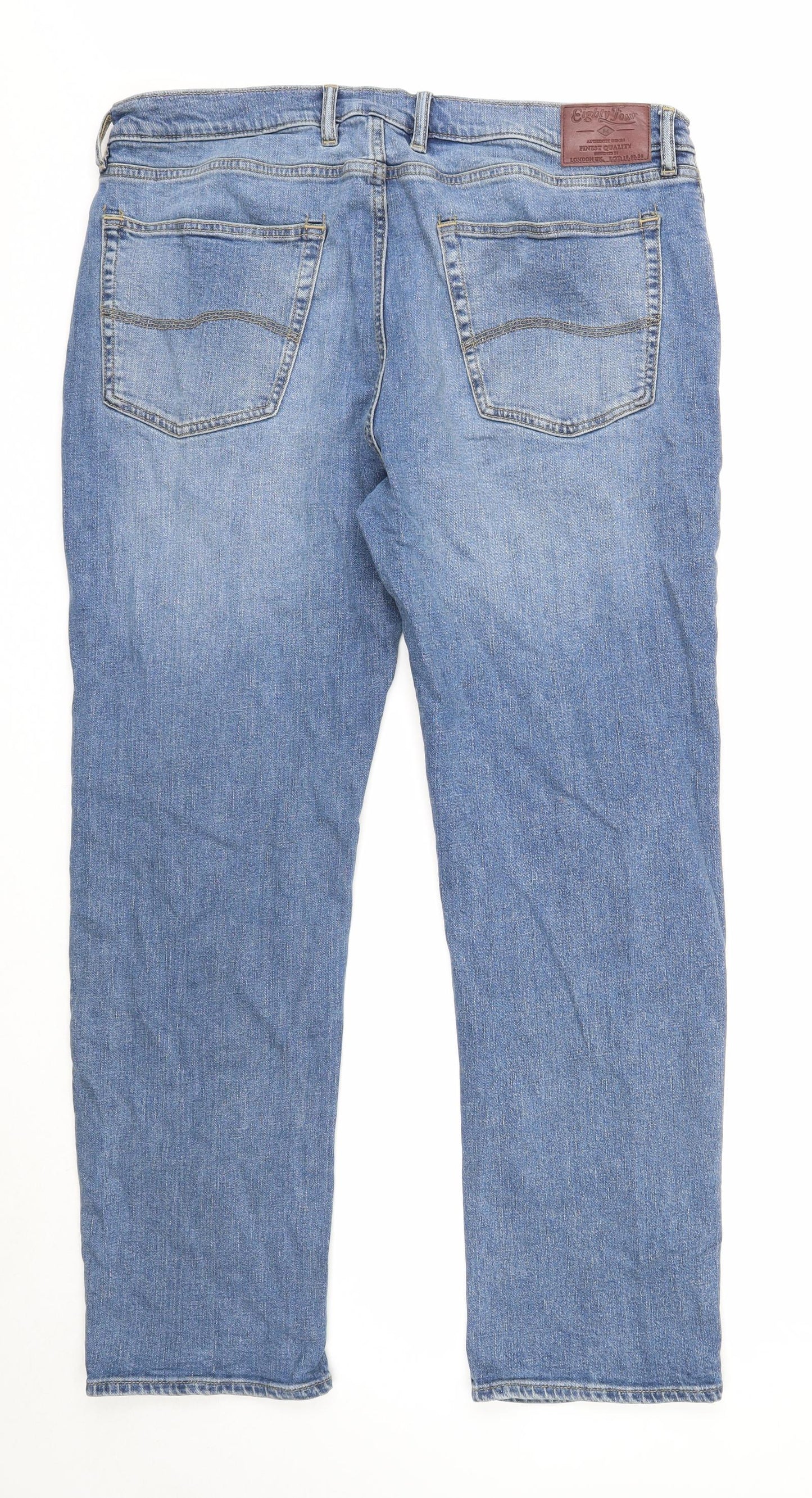 Marks and Spencer Mens Blue Cotton Straight Jeans Size 38 in L31 in Regular Zip