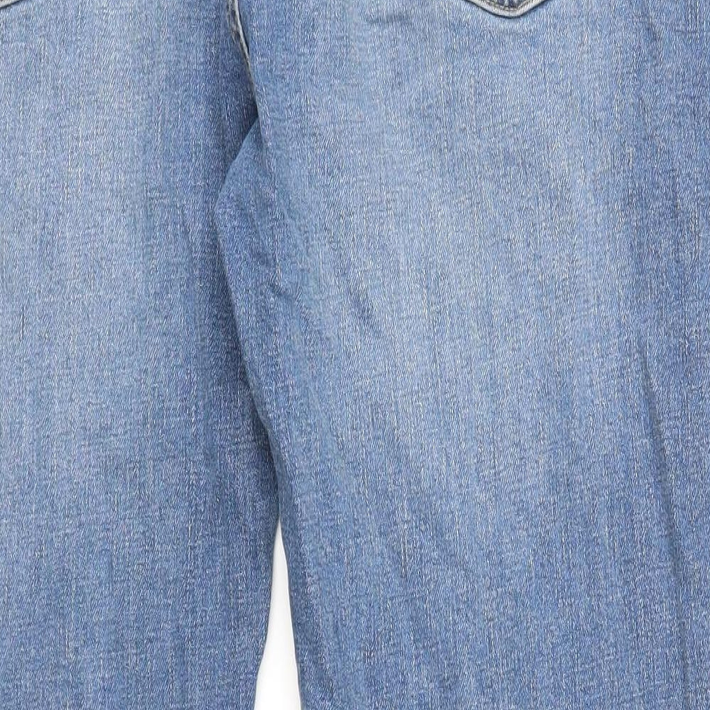 Marks and Spencer Mens Blue Cotton Straight Jeans Size 38 in L31 in Regular Zip