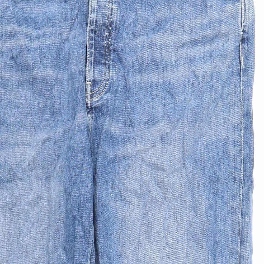 Marks and Spencer Womens Blue Cotton Straight Jeans Size 16 Regular Zip