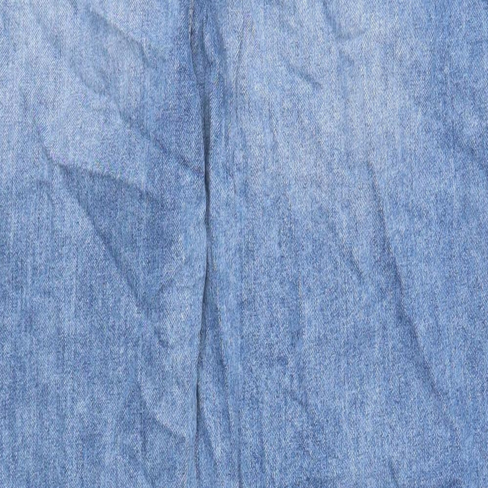 Marks and Spencer Womens Blue Cotton Straight Jeans Size 16 Regular Zip