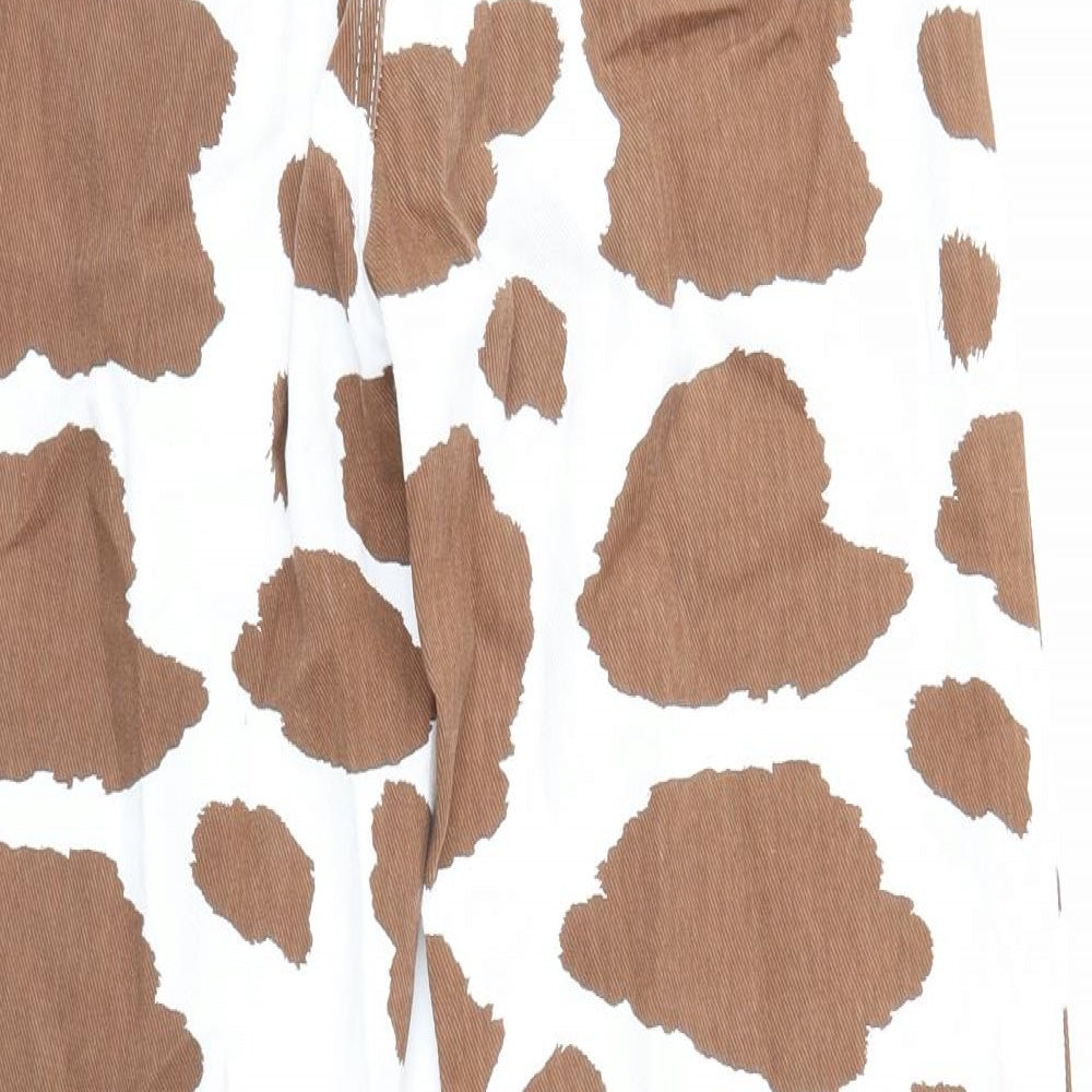 SheIn Womens White Animal Print Cotton Straight Jeans Size XS Regular Zip - Cow Print