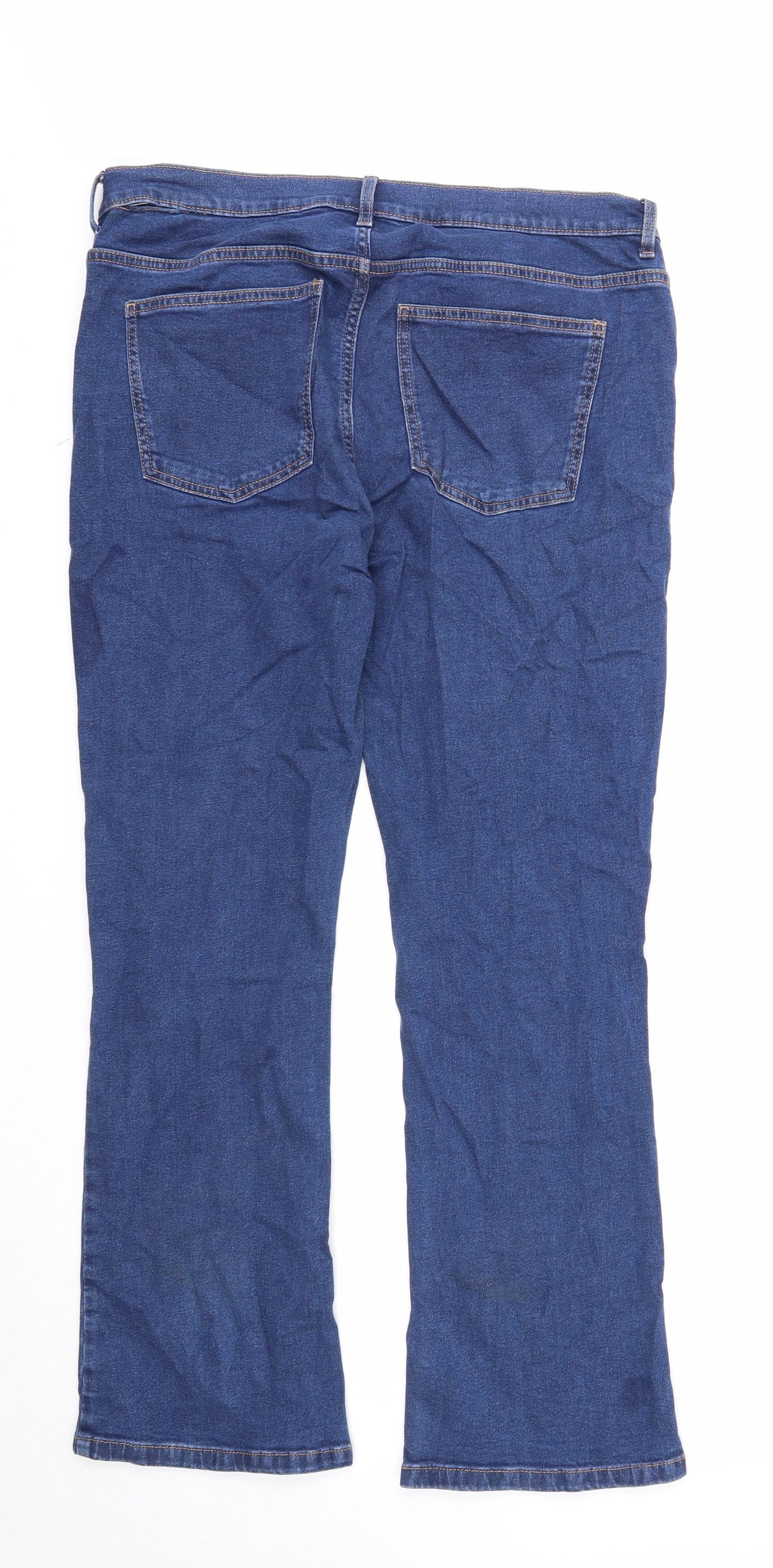 Marks and Spencer Womens Blue Cotton Bootcut Jeans Size 16 Regular Zip
