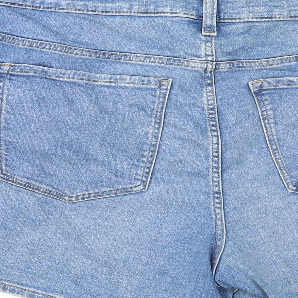 Marks and Spencer Womens Blue Cotton Boyfriend Shorts Size 22 Regular Zip